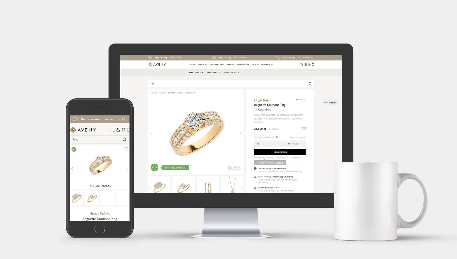 Avenys webshop med redesignede produktsider og navigation
